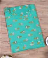 Light Green Coloured Cotton Block Print With Hand Work Kurti